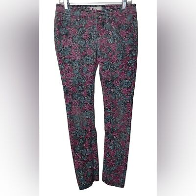 #ad SO Floral Denim Jeans Juniors Size 7 30 30 5 Pocket Skinny $10.50