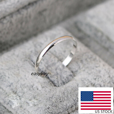 #ad REAL s925 Sterling Silver Solid Thin 2mm Classic Plain Band Ring Wedding Engage $10.89