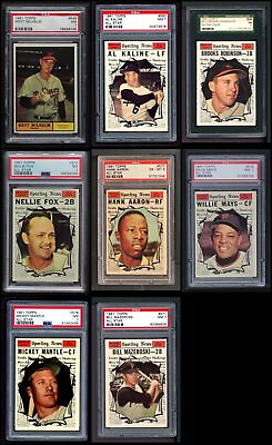 #ad 1961 Topps Baseball High Number Complete Set Cards #523 to #589 7 NM $7980.00
