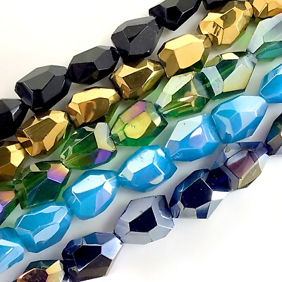 #ad Shiny Faceted Glass Crystal Nugget Bead 14quot; Crystal Necklace 18mm Free Shipping $5.49