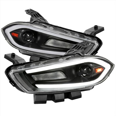 #ad Black Housing Projector Headlight w LED Sequential Turn For 2013 16 Dodge Dart $332.00