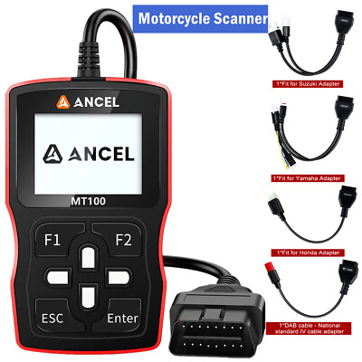 #ad Motorcycle Scanner OBD2 Code Reader Engine ABS Diagnostic Tool w Adapter Cables $118.99