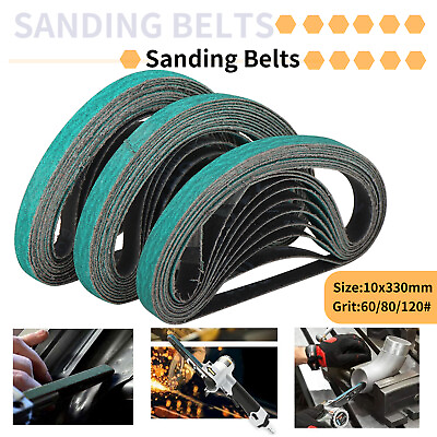#ad 10mm x 330mm Sanding Belts For Belt Sander Sandpaper Abrasive 60 80 120 Grit $31.30