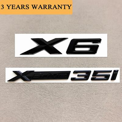 #ad 2pcs Gloss Black For X6 XDrive35i Car Emblem Trunk Lid Performance Rear Badge $17.99