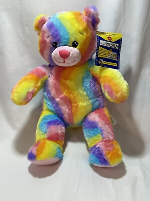 #ad BUILD A BEAR Rainbow Hugs Bear Tie Dye Plush Stuffed Animal 18quot; $18.99
