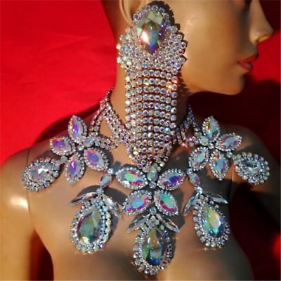 #ad Fashion Rhinestone Multicolored Bohemian Chunky Collar Choker Necklace Jewelry $29.65