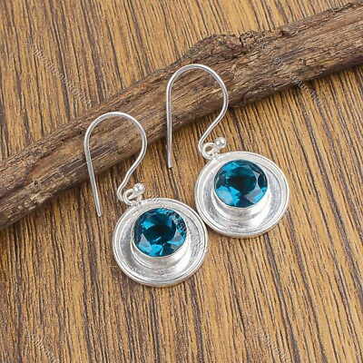 #ad Natural Apatite Gemstone Earrings 925 Sterling Silver Indian Jewelry For Girls $13.95