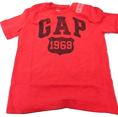 #ad Gap Kids Regular Sz XSmall 4 5 Color Red Crew Neck 1969 NWT $7.19