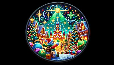 #ad Christmas Village Patch Iron on Applique Clothing Cartoon North Pole Snowman $32.00
