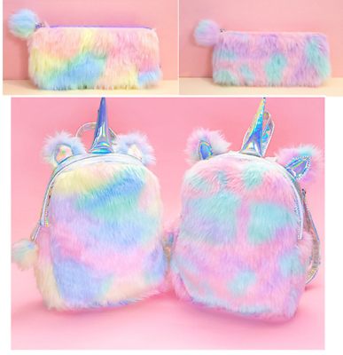 #ad Birthday Gift Cute Teen Girl Mini Plush Unicorn Backpack Kid Rainbow School Bag $20.97