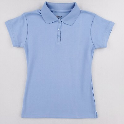 #ad Kids School Uniform Polo Shirt Girls Size S 7 8 Light Blue SS Irregular $2.00