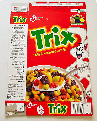 #ad Vintage 1992 Trix Flat Empty Cereal Box featuring Tree House $14.99