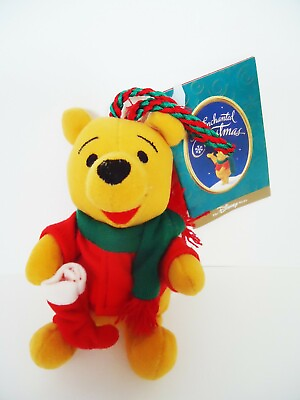 #ad Disney Winnie Pooh w Stocking Plush Christmas Ornament NWT FREE SHIPPING $14.00