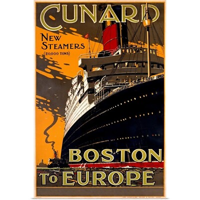 #ad Cunard Line New Steamers Boston to Poster Art Print Ships amp; Boats Home Decor $39.99