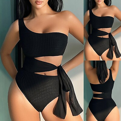 #ad New Multicolor Sexy Women#x27;s Split Swimsuit One Shoulder Bikini Bikini Swimsuit $19.76
