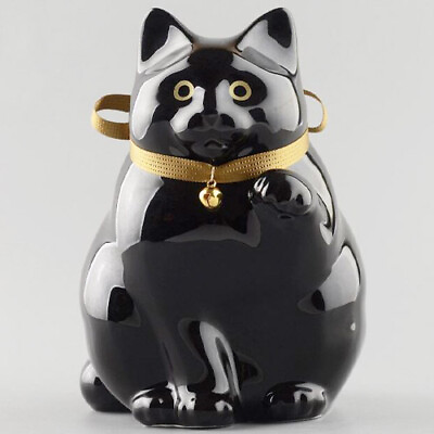 #ad Japanese Manekineko Left Hand Lucky Cat Bizen Yoshida Ware 18cm Black Pottery $190.47