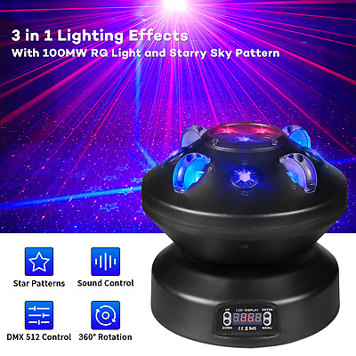 #ad 360° Rotation Starry Pattern Projector Light Moving Head Lights DJ Party KTV $129.99