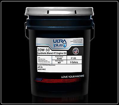 #ad Ultra1Plus 20W 50 Synthetic Blend 4T Engine Oil API SL JASO MA2 5 Gallon Pail $118.23