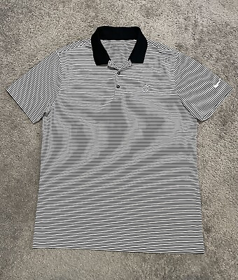 #ad Nike Golf Polo Shirt Men’s Large White Black Stripe Mickey Mouse Disney Parks $31.98