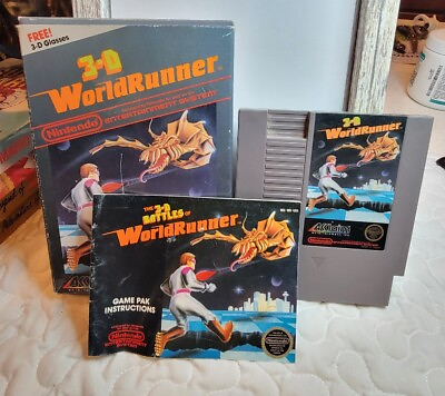#ad 3 D World Runner Cartridge Box amp; Manual Nintendo NES No Glasses $59.99