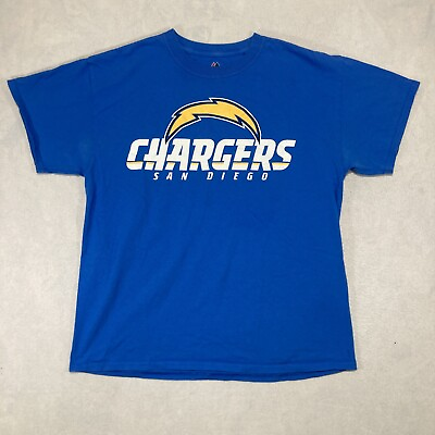 #ad San Diego Chargers T Shirt Mens Large Light Blue Majestic Short Sleeve Cotton $14.74