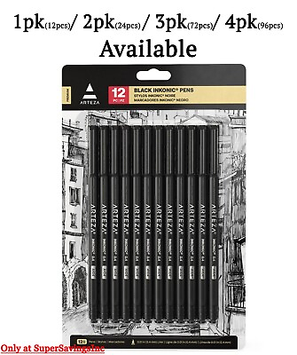 #ad Arteza Inkonic Fineliner Black Pens Pack of 12 0.4 Good 4 Sketching Art Notes $22.48