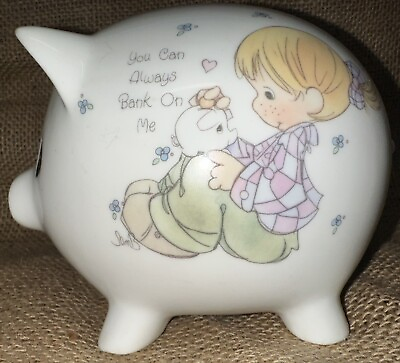 #ad PRECIOUS MOMENTS quot;YOU CAN ALWAYS BANK ON ME” PIGGY BANK 1991 $15.99