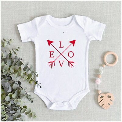 #ad Love arrows valentines BABY VEST Bodysuit Grow Baby GBP 5.99