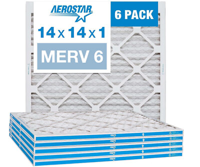 #ad Aerostar 14x14x1 MERV 6 Pleated Air Filter AC Furnace Air Filter 12 Pack $57.95