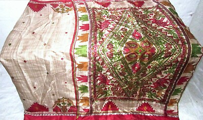 #ad D4 SILK BLEND Sari Fabric Material 4yd Brown Red SCHOOL PROJECTS Bollywood F460 $28.19