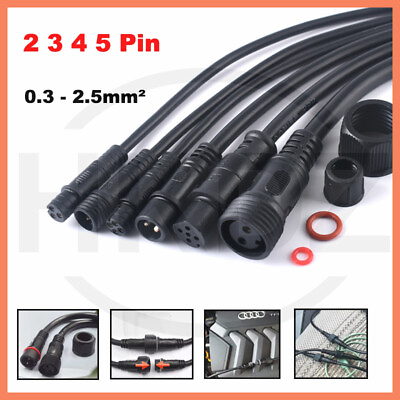 #ad Waterproof Cable Connector Plug Socket 2 3 4 Pins Male Female Rainproof Outdoor $4.19
