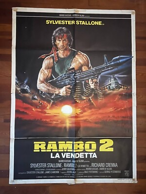 #ad 1985 RAMBO: FIRTS BLOOD PART 2 39x55 Original Italian Movie Poster T5 $199.90