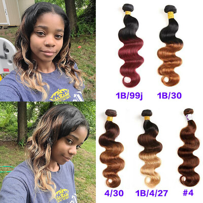 #ad Ombre Human Hair Bundles Body Wave Bundles Colored Remy Hair Extensions Weft 10A $82.79
