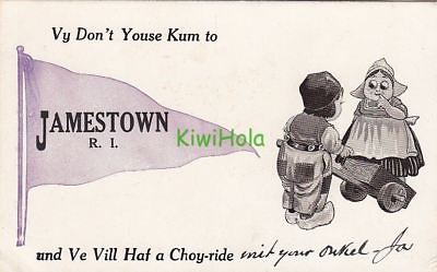 #ad Postcard Vy Don#x27;t Youse Kum to Jamestown RI Rhode Island $17.01