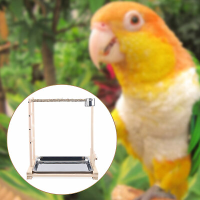 #ad 49*37*59cm Wood Bird Stand Large Parrot Perch Playstand w Steel Tray 2*Bowl NEW $42.75