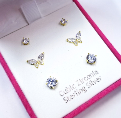 #ad Nanette Lepore Sterling Silver Cubic Zirconia Butterfly 3 Piece Set $21.83