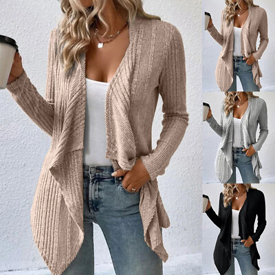 #ad Womens Casual Long Sleeve Slim Fit Cardigan Jacket OL Open Front Ruffle Tops $16.59