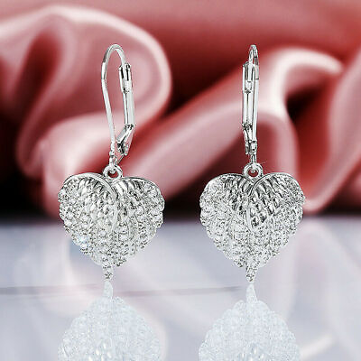 #ad Heart Shaped Earrings Moissanite 925 Silver Drop Earrings Engagement Jewelry $179.49