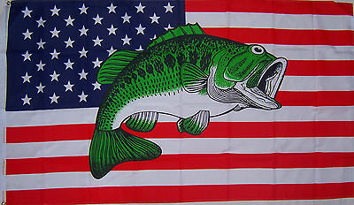 #ad U.S. USA BASS FISH SPORT FISHING FLAG NEW 3x5ft better quality usa seller $11.75