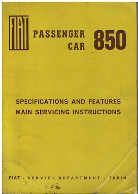 #ad FIAT 850 SALOON ORIGINAL 1964 FACTORY SERVICE MANUAL GBP 29.99