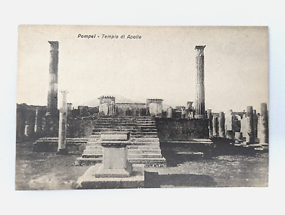 #ad Postcard Vintage Divided Back Pompeii Temple of Apollo With Volcano $6.10