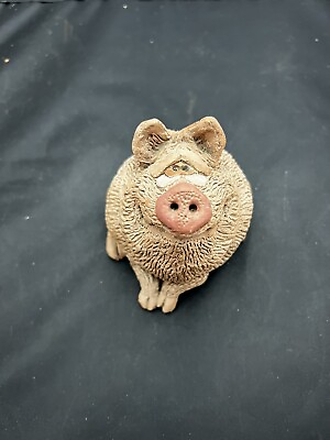 #ad Vintage Textured Pig Figurine Quirky Paper Weight Whimsical Farmhouse Decor $14.69