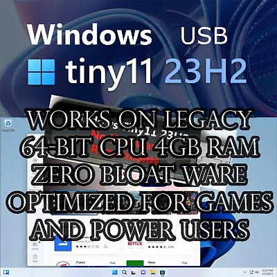 #ad Windows Tiny11 USB Fully Working and Secure Windows 11 for Older Computers USA $12.99
