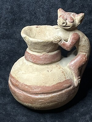 #ad Vintage Animal Figural Clay Pottery Vessel Kudamundi Ecuador $36.00