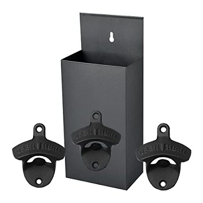 #ad Outdoor Black Bottle Opener Wall Mounted with Large Cap Catcher Stainless Ste... $24.08