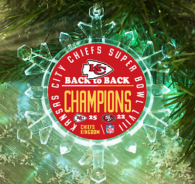 #ad Kansas City Chiefs Super Bowl 58 Back to Back Holiday Christmas Tree Ornament $17.99