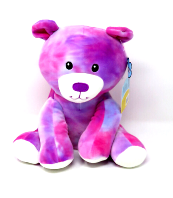 #ad Wellobeez Animal Adventure Super Soft Bear Purple Plush Tiedye Stuffed Animal $16.99