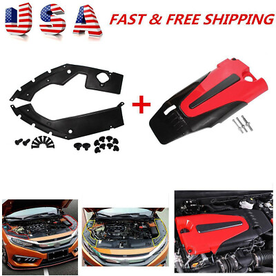 #ad #ad Auto Engine Cover Leaf Plate Cover ABS For 2016 2021 10TH Gen Honda Civic 2019 $67.50