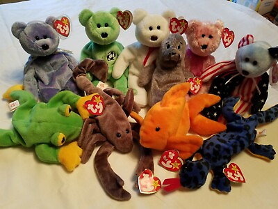 #ad Ty Original Beanie Babies Lot of 10 All With Swing Tags $141.00