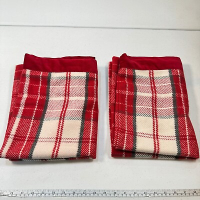 #ad Pottery Barn kids pillowcase pair set standard red plaid check wool blend $33.75